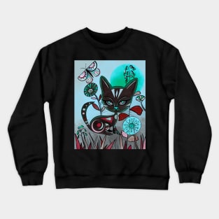 Mid century black cat art Crewneck Sweatshirt